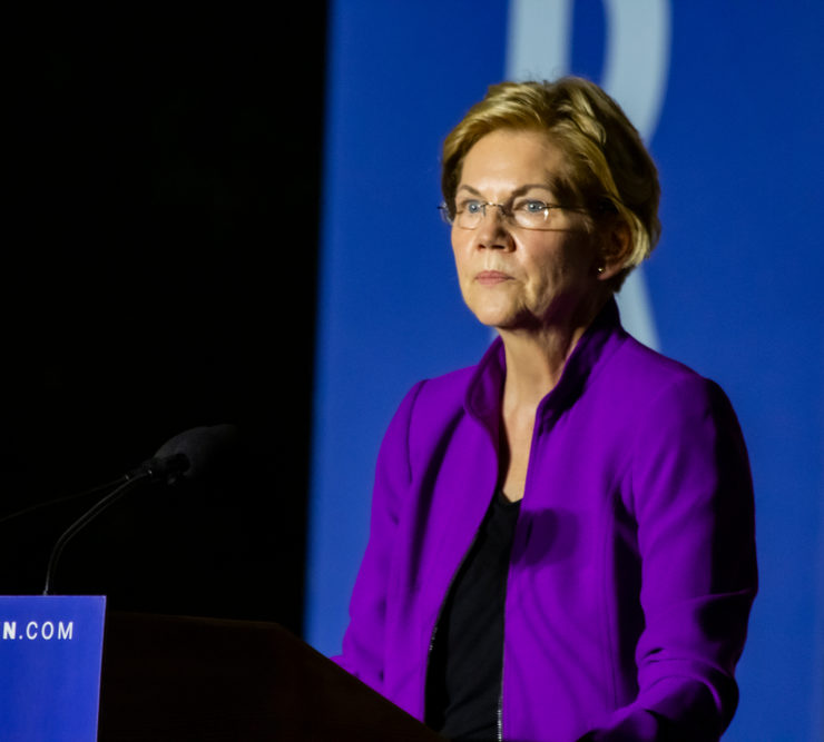 New York City - September 16, 2019: Presidential candidate Elizabeth Warren speaking at a rally in Washington Square Park. - Image